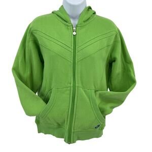 Nike Sweatshirt Women M Light Green Hoodie Full Zip Cotton Chevron, Athleticwear